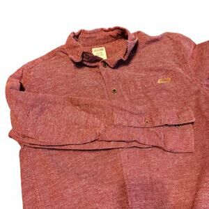 Dickies Men’s Long Sleeve Button Shirt Small Red Textured Cotton Workwear